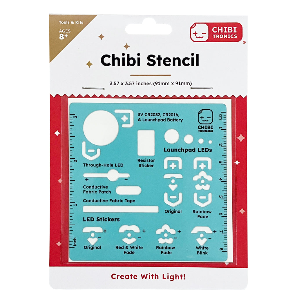 Chibi Tronics Chibi Stencil for drawing and placing paper circuit components