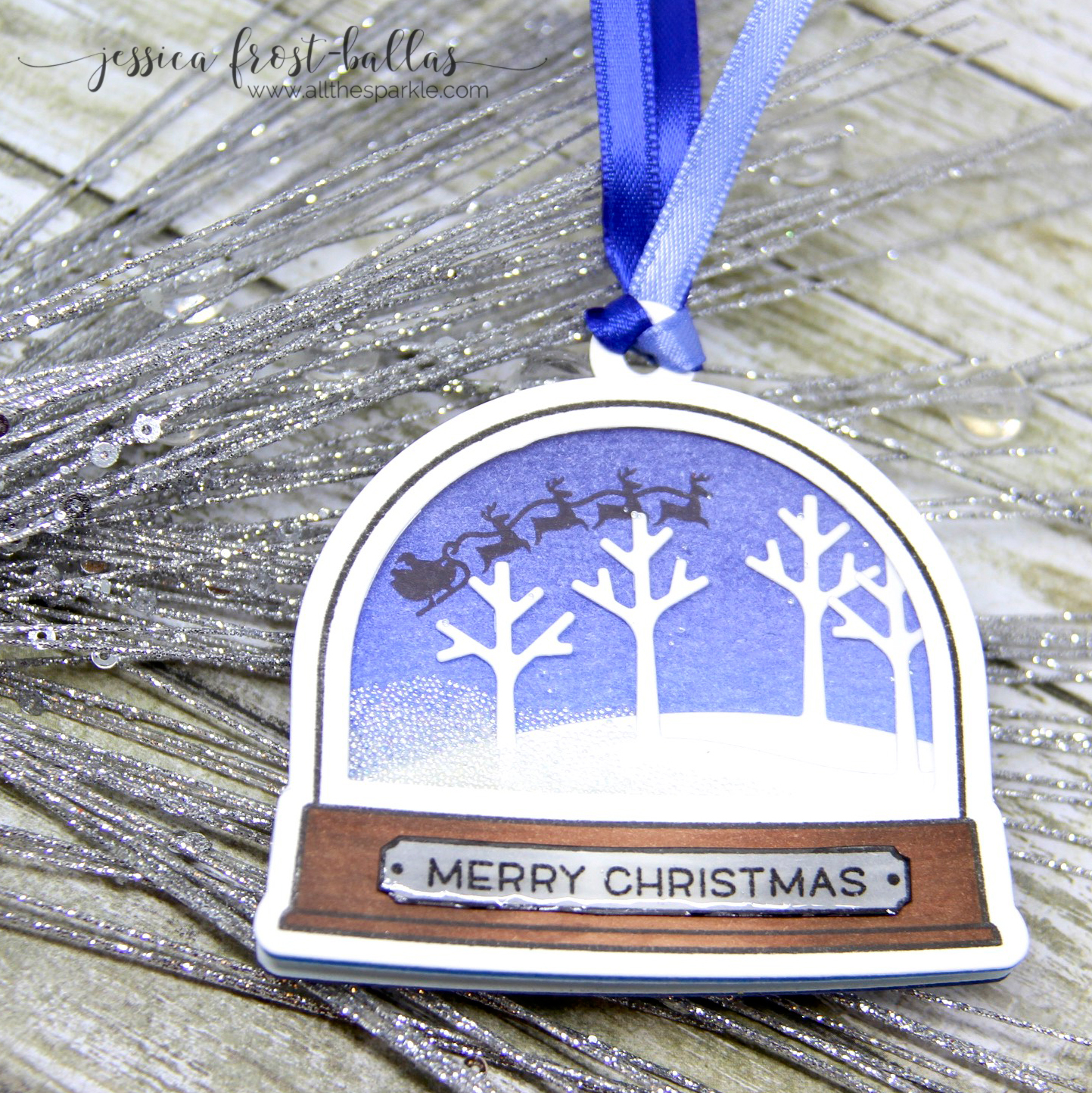 Light-up ornament card featuring Lawn Fawn stamp and Chibitronics LED Circuit Stickers