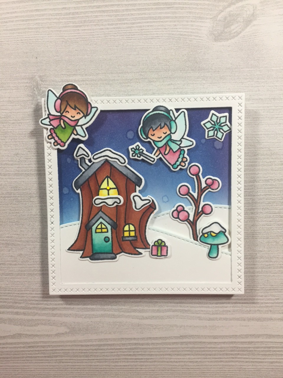 Light-Up Card featuring Lawn Fawn Fairy Friends Stamp and Die and Chibitronics LED Circuit Stickers