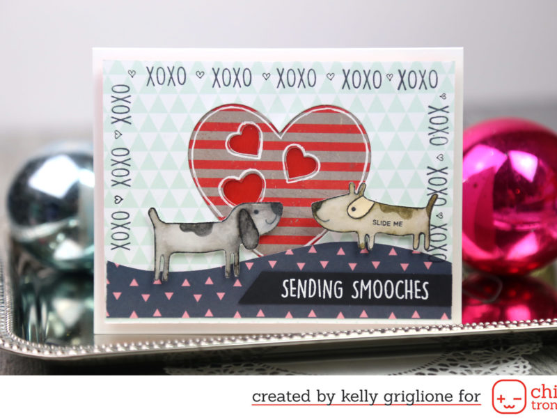 Kissing Dogs Light Hearts Up (Valentine Slider Card)