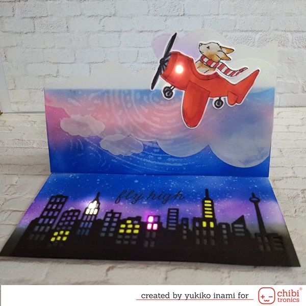 Fly High!  Pop up card with light