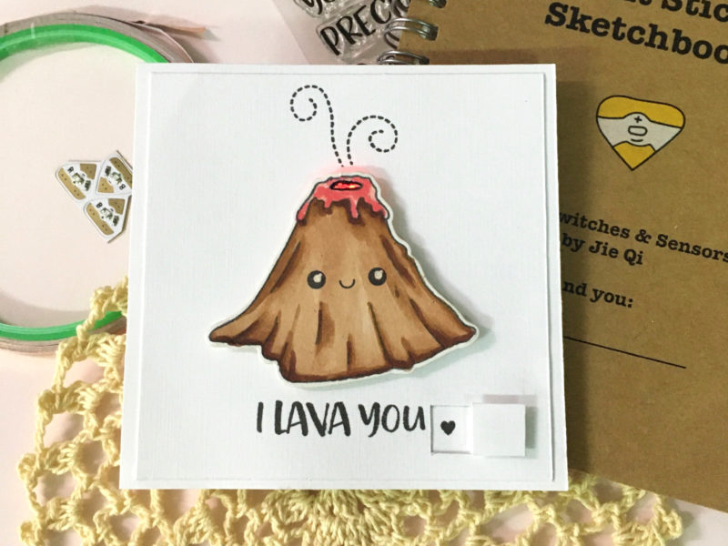 Light up volcano card