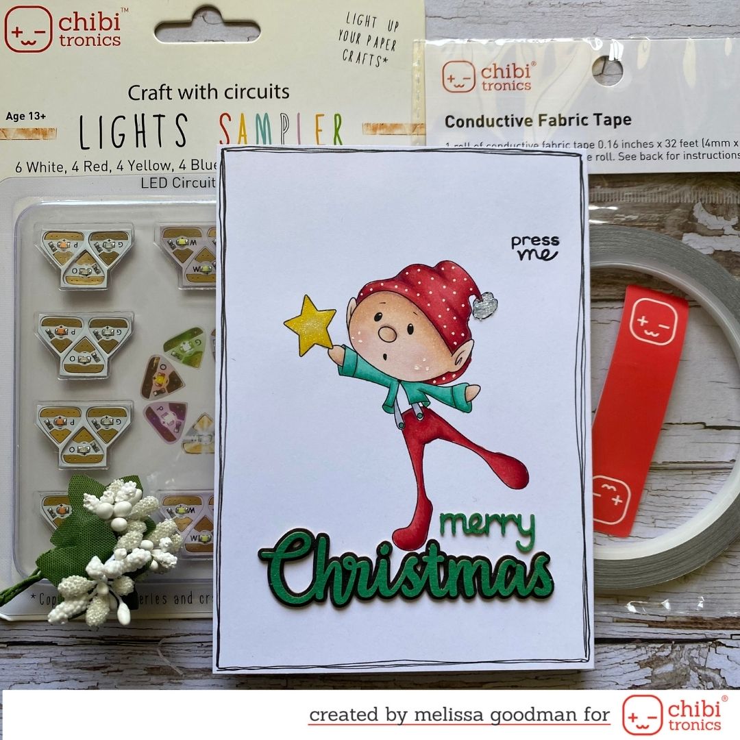 Merry Christmas light up star with Chibitronics LED Stickers