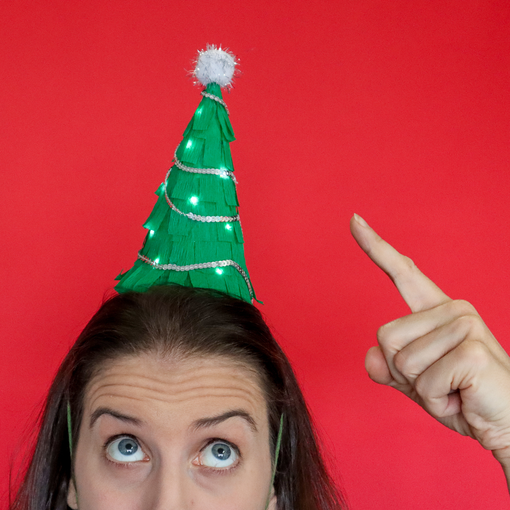 Festive Light Up Tree Party Hats Chibitronics