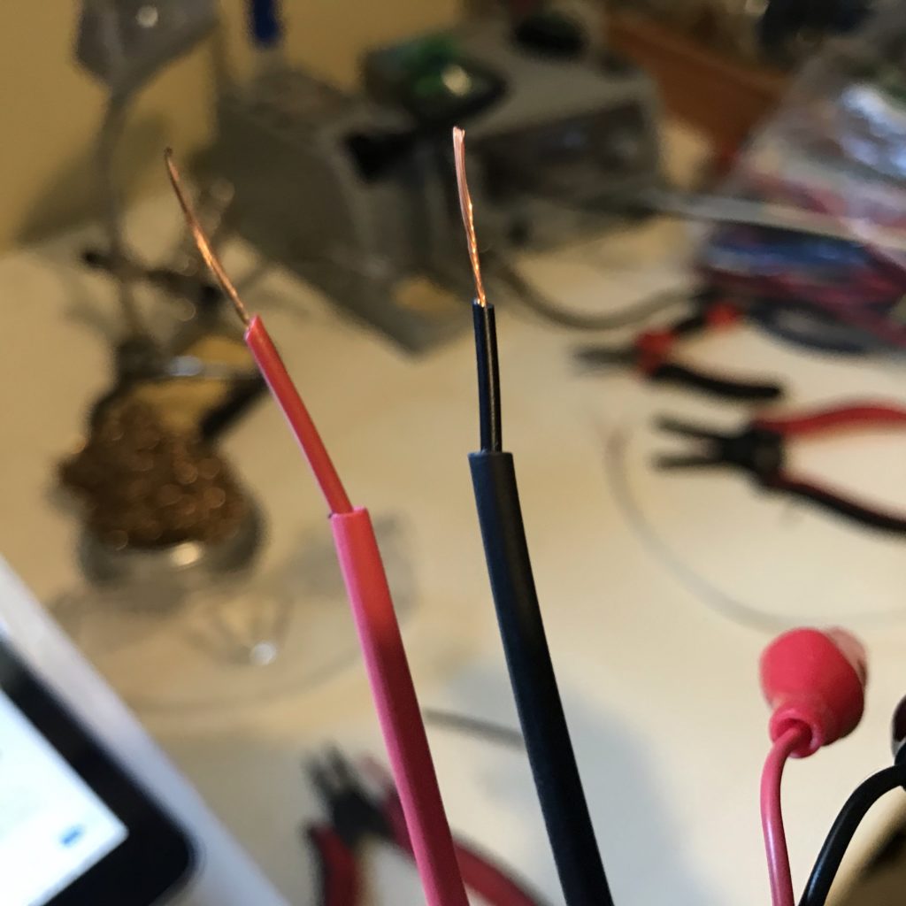 wires prepped for soldering