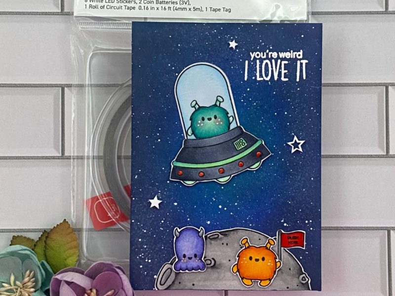 Light up space ship with Chibitronics LED Stickers
