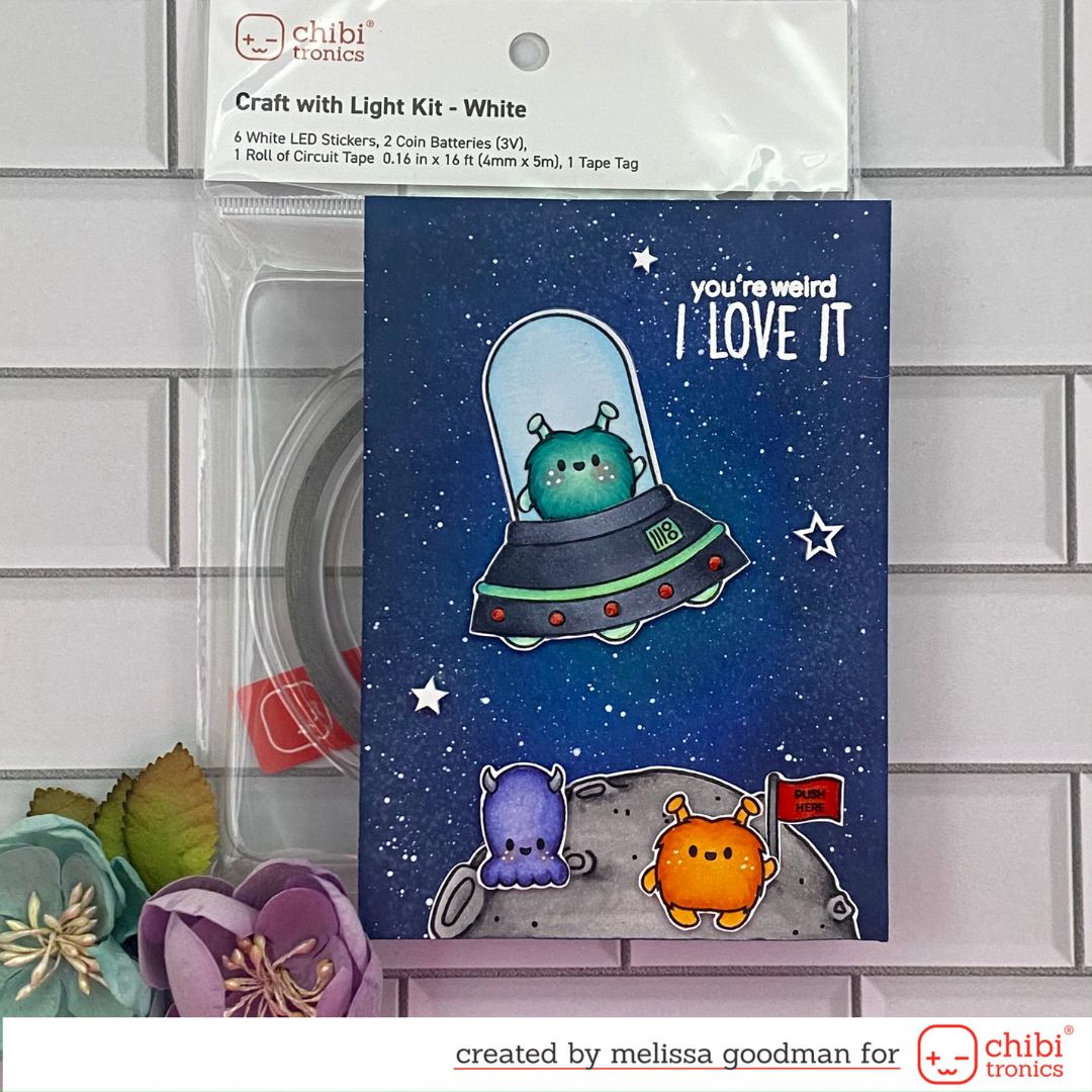 Light up space ship with Chibitronics LED Stickers