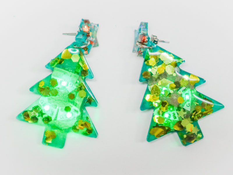 Light Up Resin Christmas Tree Earrings by TechnoChic