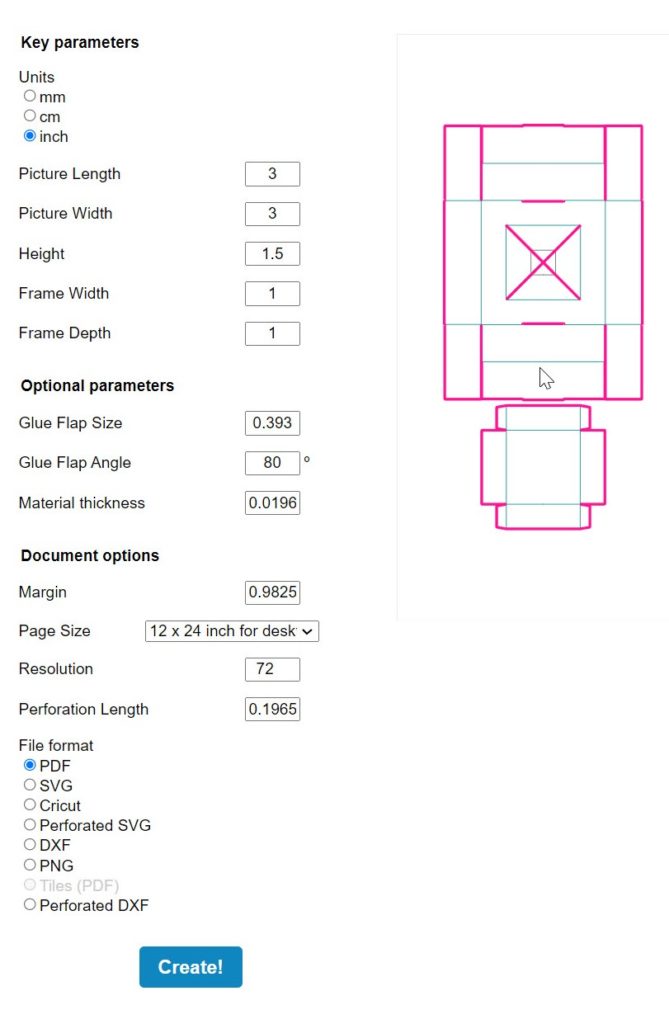 Screenshot Templatemaker.nl Passepartout 3 x 3