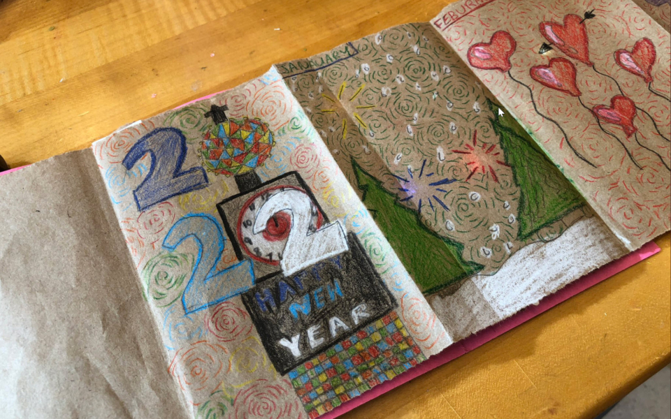 Light up Accordion Book by a student in Josh Burker's Class VIII at Marymount School in NYC