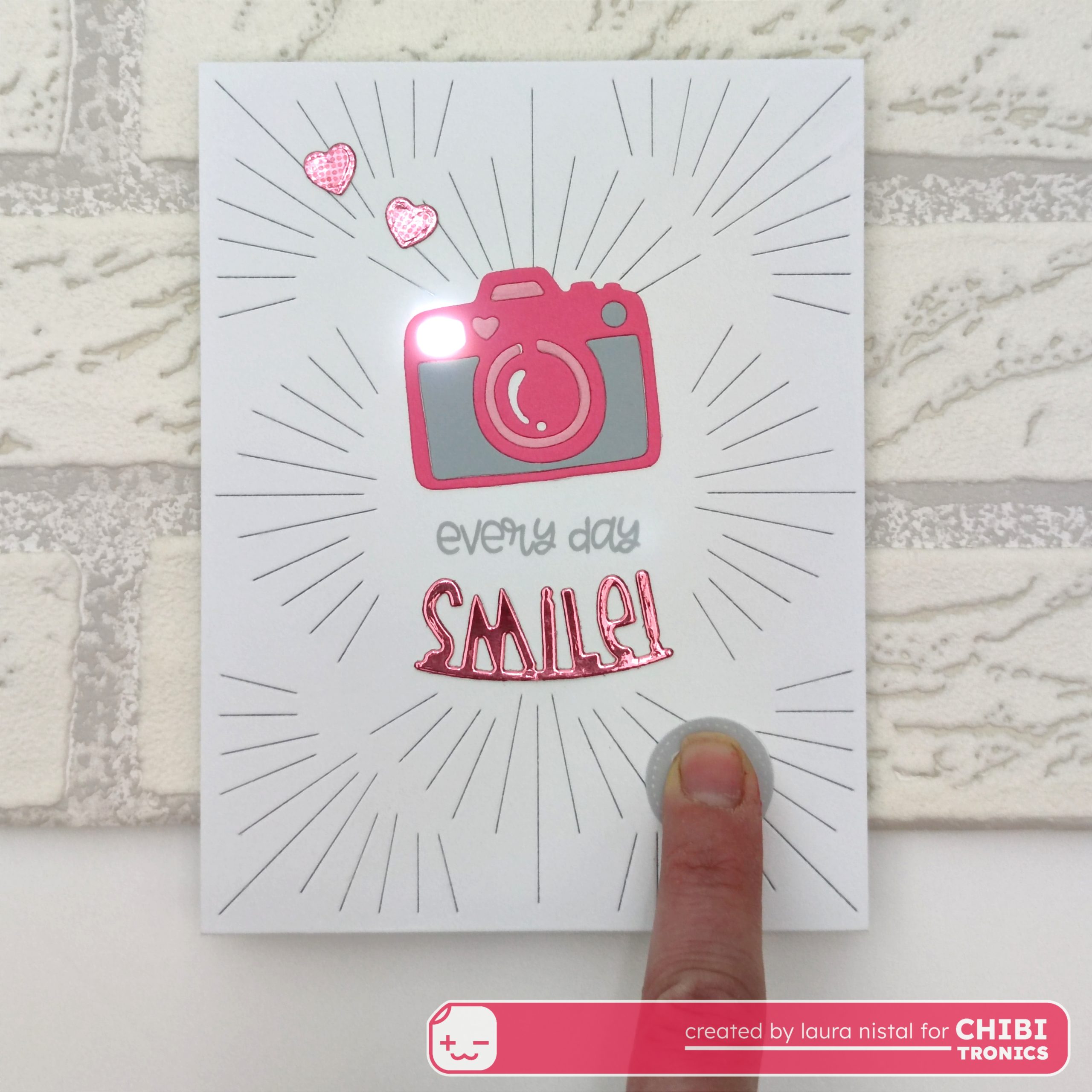 Take a picture card with Chibitronics LED Stickers