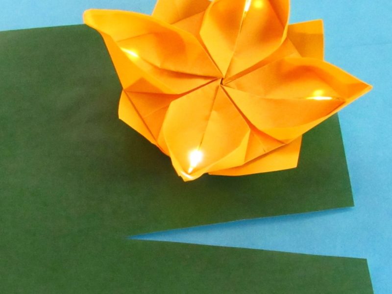 Light Up an Origami Lotus with Chibitronics LED Circuit Stickers and a Magnet-On Reed Switch