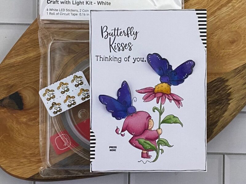 Light up card with Animated LED Stickers and a Stamping Bella Stamp