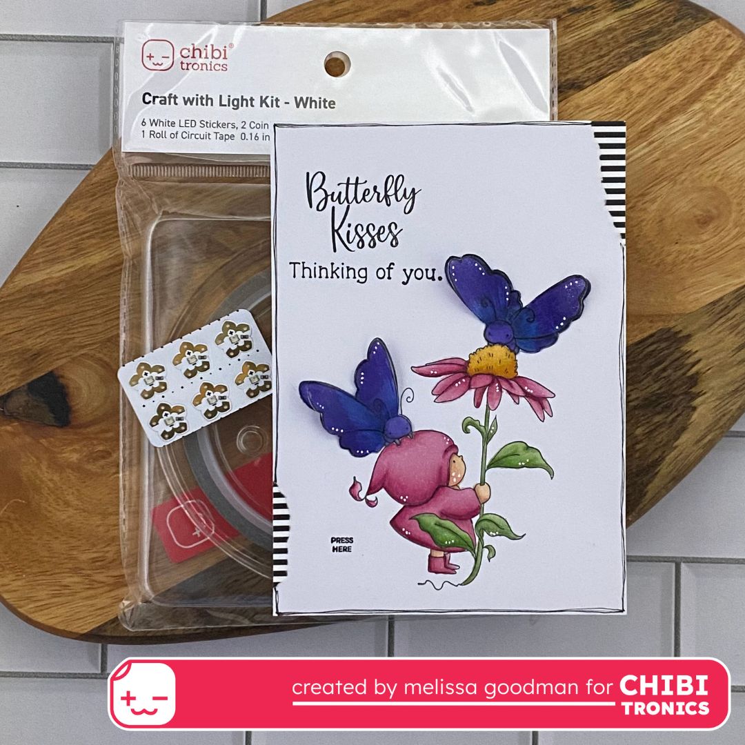 Light up card with Animated LED Stickers and a Stamping Bella Stamp