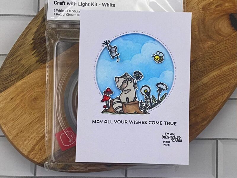 Light up card with white LED Stickers and Mama Elephant Stamps