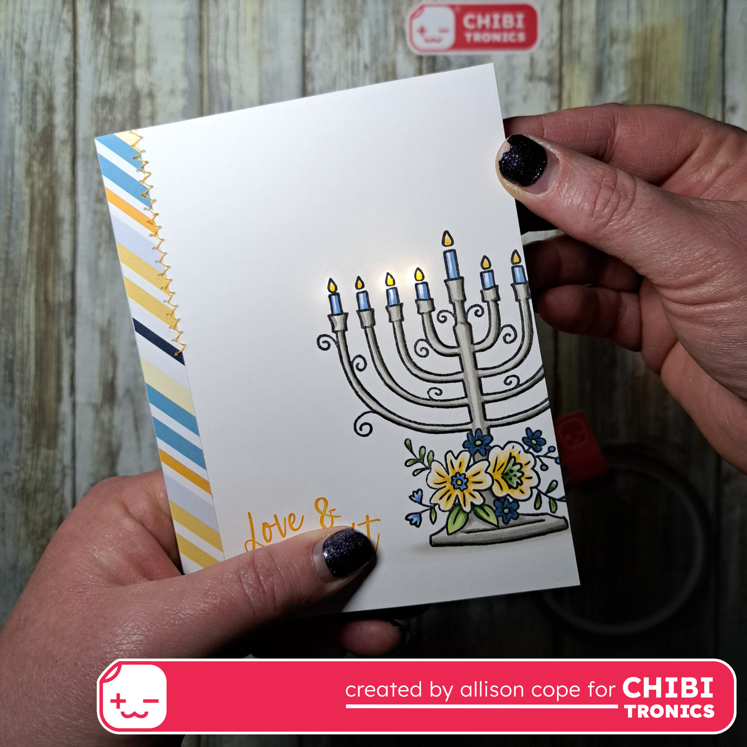 Light Up Hanukkah Menorah featuring our Animating White Blink Stickers