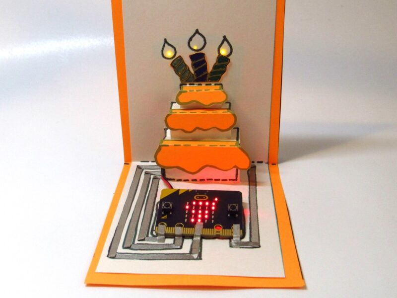 Blow-Out Musical Candles Card with Chibitronics LED Stickers and micro:bit