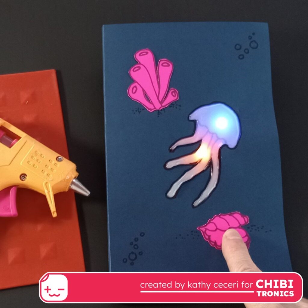 Light up card showing jellyfish