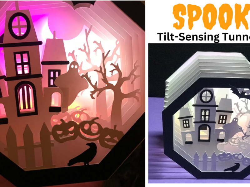 Spooky, Tilt-Sensing Tunnel Book with Chibitronics LEDs